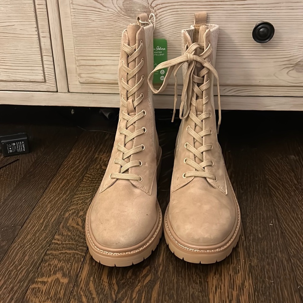 Tan combat boots